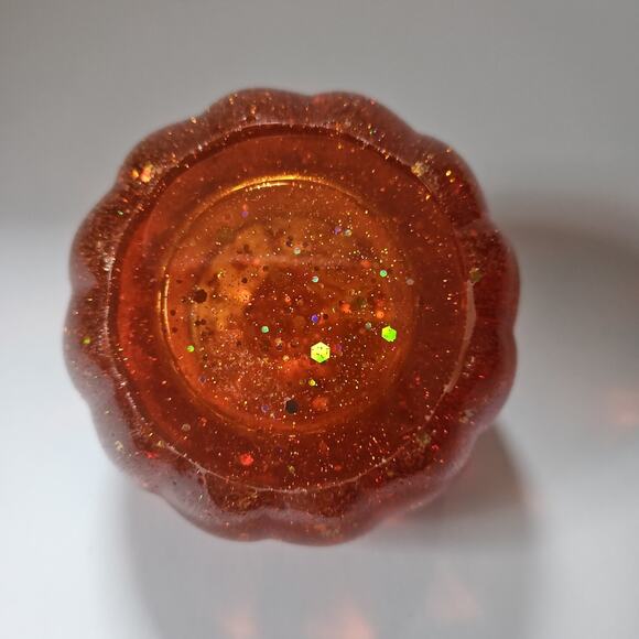 Orange Glitter Pumpkin Trinket Box Fall Decor Halloween Decoration - Picture 4 of 4